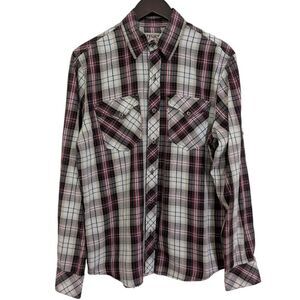 Affliction Black Premium Plaid Western Button Up Shirt - Men's M
